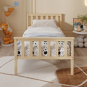 B2bmarkt ΚΡΕΒΑΤΙ GIMLY HM675.01 ΜΑΣΙΦ ΞΥΛΟ ΠΕΥΚΟΥ ΣΕ ΦΥΣΙΚΟ ΓΙΑ ΣΤΡΩΜΑ 190x90εκ.