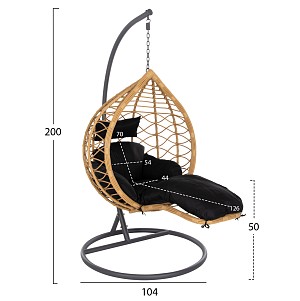 B2bmarkt ΜΟΝΗ ΚΡΕΜΑΣΤΗ ΦΩΛΙΑ ME ΥΠΟΠΟΔΙΟ GRACIE HM5755.02 ΜΠΕΖ ΣΥΝΘ.RATTAN-ΓΚΡΙ ΜΕΤΑΛ.ΣΚΕΛΕΤΟΣ Φ104x200Υεκ
