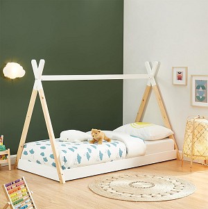 B2bmarkt ΚΡΕΒΑΤΙ ΠΑΙΔΙΚΟ MUNK HM699.03 τ.MONTESSORI ΞΥΛΟ ΠΕΥΚΟΥ ΦΥΣΙΚΟ-ΛΕΥΚΟ- 190x90εκ