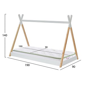 B2bmarkt ΚΡΕΒΑΤΙ ΠΑΙΔΙΚΟ ΜΕ ΣΤΡΩΜΑ MUNK HM21308 ΞΥΛΟ ΠΕΥΚΟΥ ΦΥΣΙΚΟ-ΛΕΥΚΟ--ΣΤΡΩΜΑ 90x190εκ