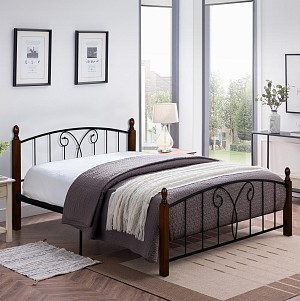 B2bmarkt ΚΡΕΒΑΤΙ ΔΙΠΛΟ & ΣΤΡΩΜΑ SUZIE HM21332 ΜΕΤΑΛΛΟ & ΞΥΛΟ ΣΕ ΚΑΡΥΔΙ--ΣΤΡΩΜΑ 150x200εκ