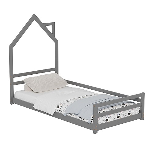 B2bmarkt ΚΡΕΒΑΤΙ ΠΑΙΔΙΚΟ HOUSER HM676.05 τ.MONTESSORI ΞΥΛΟ ΠΕΥΚΟ ΓΚΡΙ- 190x90εκ