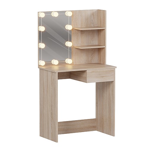 B2bmarkt ΤΟΥΑΛΕΤΑ ΜΕ ΦΩΤΙΣΜΟ LED & ΡΑΦΙΑ LAURYN HM2501.01 ΜΕΛΑΜΙΝΗ ΣΕ SONAMA 75x40x134.5Υεκ