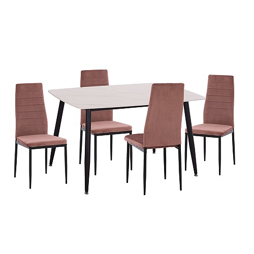 B2bmarkt ΣΕΤ ΤΡΑΠΕΖΑΡΙΑΣ 5ΤΜΧ RAVEN HM21264.01 ΚΕΡΑΜΙΚΟ TOP ΛΕΥΚΟ ΜΑΡΜΑΡΟ--ΒΕΛΟΥΔΟ ΣΑΠΙΟ ΜΗΛΟ