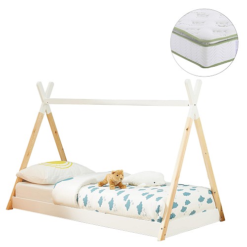 B2bmarkt ΚΡΕΒΑΤΙ ΠΑΙΔΙΚΟ ΜΕ ΣΤΡΩΜΑ MUNK HM21308 ΞΥΛΟ ΠΕΥΚΟΥ ΦΥΣΙΚΟ-ΛΕΥΚΟ--ΣΤΡΩΜΑ 90x190εκ