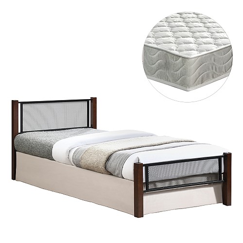 B2bmarkt ΚΡΕΒΑΤΙ ΜΟΝΟ & ΣΤΡΩΜΑ RAYVEN HM21335 ΜΕΤΑΛΛΟ & ΞΥΛΟ ΣΕ DIRTY OAK--ΣΤΡΩΜΑ 90x190εκ