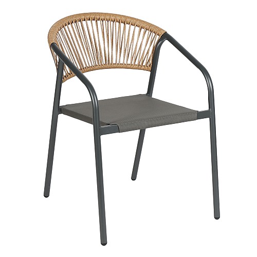 B2bmarkt ΠΟΛΥΘΡΟΝΑ HOMAN HM6430.01 ΓΚΡΙ ΜΕΤΑΛΛΟ & TEXTILENE--ΜΠΕΖ P.E.RATTAN 53,5x62x75Υεκ