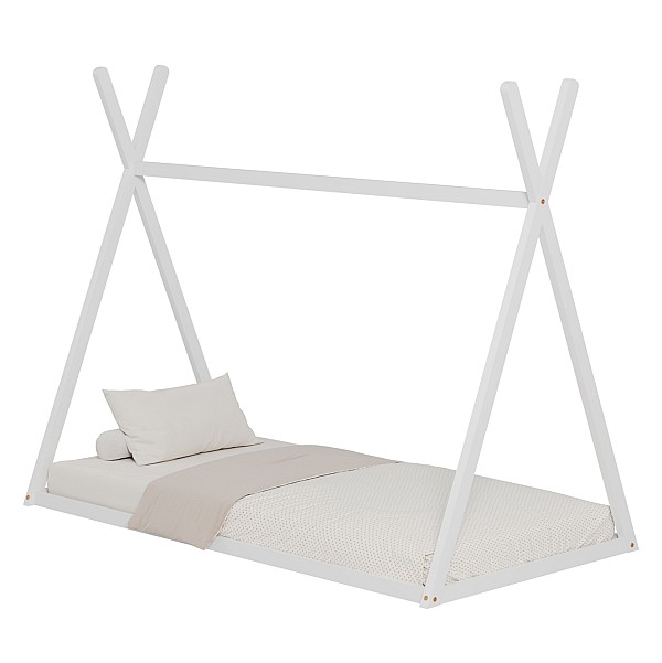 B2bmarkt ΚΡΕΒΑΤΙ ΠΑΙΔΙΚΟ MUNK HM681.03 τ.MONTESSORI ΜΑΣΙΦ ΞΥΛΟ ΠΕΥΚΟΥ ΛΕΥΚΟ- 190x90εκ
