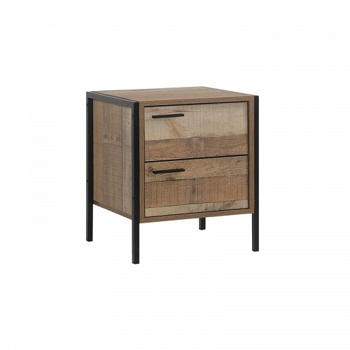 Woodwell PALLET-W Κομοδίνο με 2 Συρτάρια Μέταλλο Βαφή Μαύρο - Antique Oak Ε-00021517 Ε8433,W