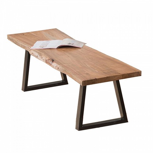 Woodwell LIZARD Slim Πάγκος Μέταλλο Βαφή Μαύρο, Ξύλο Ακακία Φυσικό Ε-00019733 ΕΑ7094,S